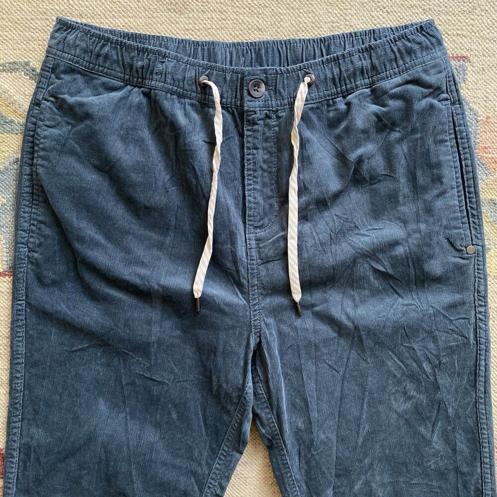 Vuori Optimist Pants Blue Corduroy Large Drawstring 30" Inseam